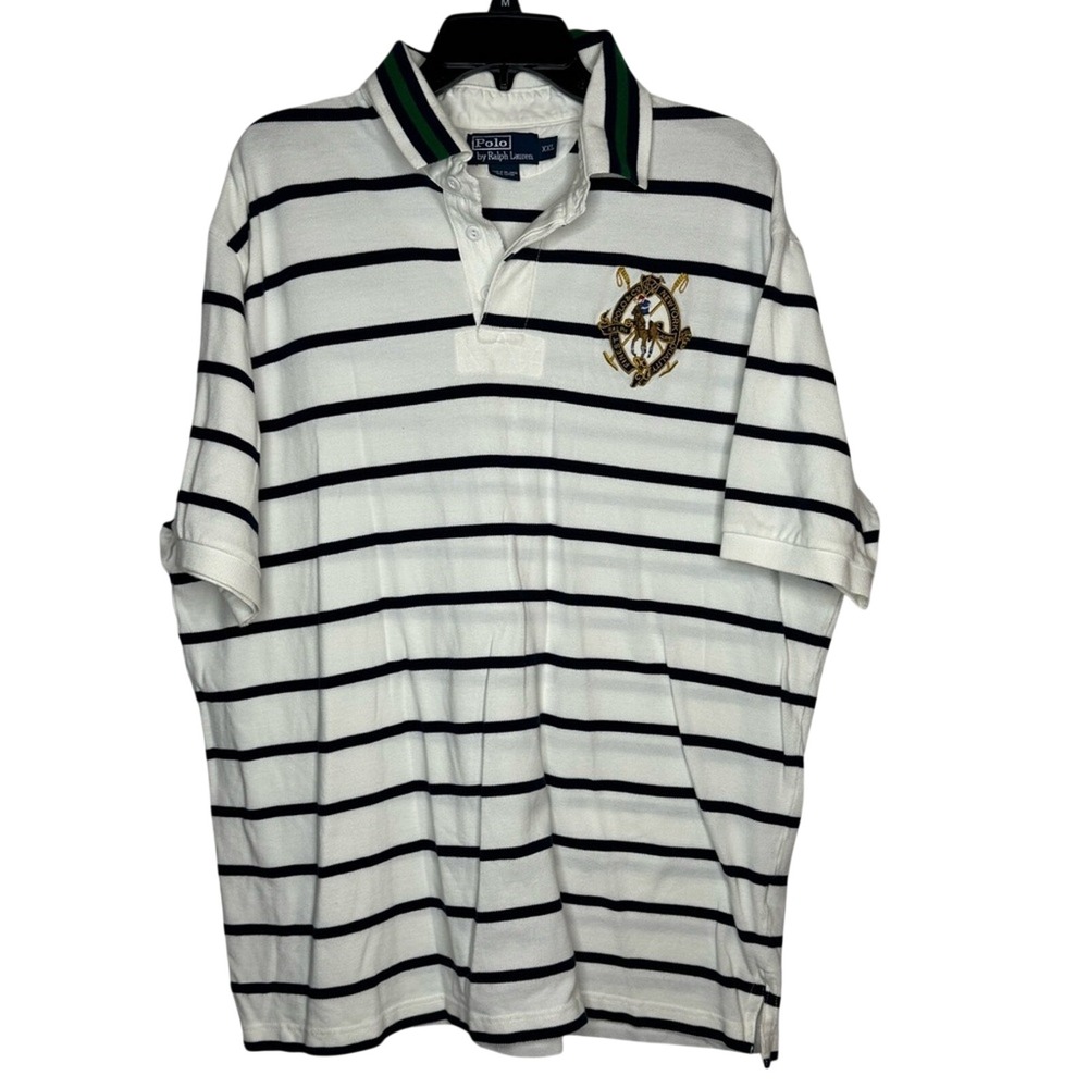 Vintage Polo Ralph Lauren Pony Crest Stripe Polo Shirt XXL Old Money Preppy